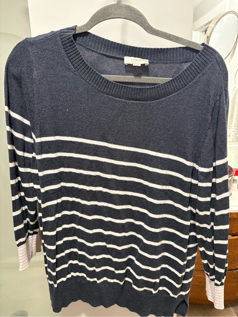 LOFT Outlet Dark Navy Ribbed Knit Sweater